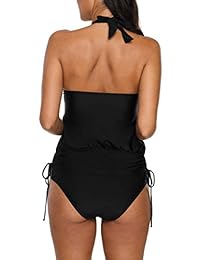 belamo Trajes de baño de dos piezas para dama con push up Tankini Set Tummy Control Trajes de baño