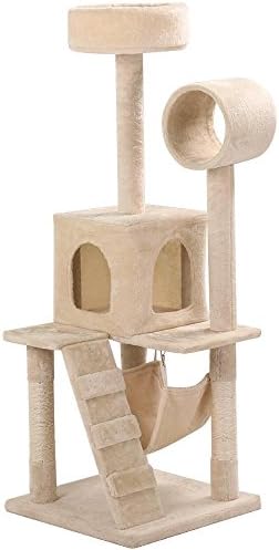 Yaheetech 52 Inch Cat Tree for Kittens Multi-level Tower with Scratching Post and Hammock