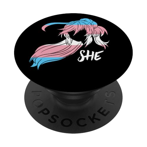 Transgender Anime - Transwoman LGBT Trans Flag Pride PopSockets Adhesive PopGrip