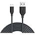 Anker PowerLine Micro USB (10ft) - Charging Cable, with Kevlar Fiber and 10000+ Bend Lifespan for Samsung, Nexus, LG, Motorola, Android Smartphones and More (Gray)