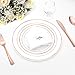 YIROCK GenericABCDEFG 100 Pieces Rose Gold Plastic Plates,HabiLife White Party Plates, Disposable Plastic Plates 50 Dinner Plates 10.2 inch and 50 Salad/Dessert Plates 7.5inch