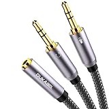 Headset Splitter Cable, Gold-Plated & Strong Braided Y Splitter Audio Cable Separate Microphone Headphone Port Gaming Headset Splitter PC Earphone Adapter VoIP Phone -DuKabel TopSeries (11inch / 30cm)
