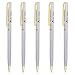 Ballpoint Pens, Ace Teah Stainless Steel Retractable Ball Pens Slim Medium Point (1.0mm) Black Ink 5 Pack Silver (5 Pack, Gold Silver)