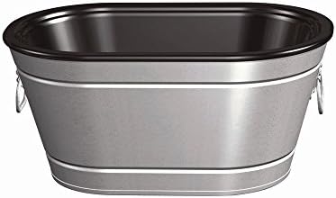 Galvanized Steel Ice Tub with Plastic Liner Oval - 19"L x 12"W x 9"H