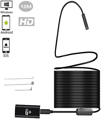 Wifi Borescope Camera - HD Resolution Wireless Inspecting Endoscope Waterproof 8 LEDs for Smartphone Tablet by Viokexs (32.8FT/10Meter )