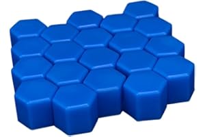 SURAKEY 20 Pack Lug Nut Cover | Flexible Fit Wheel Lug Nut Cap | Fits 21 mm | Deluxe Extractor Car Hex Hexagonal Tire Covers Tyre Screw Cap Silicone Bolt Nut Cap (Blue)