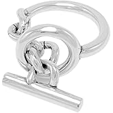 Punk OT Buckle Ring for Women Men Personalized Style Chain Silver Band Rings Unique Design Cocktail Party Finger Rings Hypoallergenic Knuckle Middle Comfort Fit Jewelry Size 8