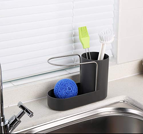 EZ Breezy Home Sink Caddy Kitchen Sink Organizer Sponge Holder with Dish Cloth Towel and Cleaning Brush Holder.