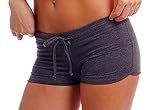 Women's Sexy Yoga Booty Pilates Frensh Terry Basic Shorts Charcoal Grey Small