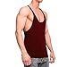 OA Men's Stringer Cotton Tank Tops Raw Edge Vest Wine Red L