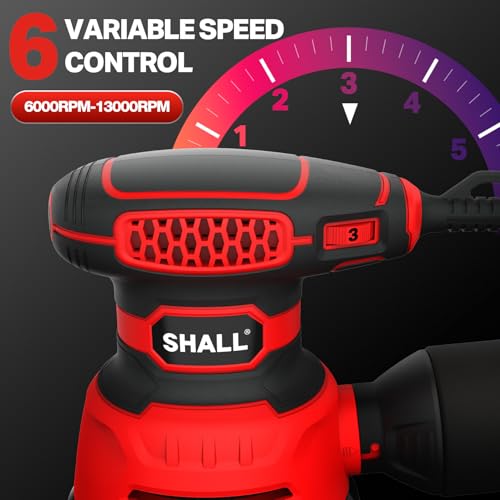 SHALL 350W eccentric sanders, with 30 sanding sheets, 6 speeds, 125 mm hand tool, dust extraction function, suitable for sanding, polishing and woodworking.