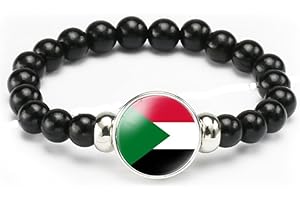 vmcoatdu National Flag Bracelet Elastic Rope Beaded Bracelet Support Your Country Travel Souvenir Gifts for Men Women