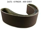 2x72 - 400 Grit 6 Pack - Premium Silicon Carbide Knife Sharpening Belts Made in USA