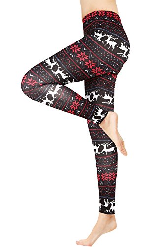 DawnRaid Women's Christmas Reindeer Leggings - Ultra Soft Brushed Fleece, Festive Print, Stretchy & Opaque For Holiday - View #3