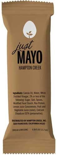Just Mayo Original Hampton Creek Mayonnaise Sauce, 10 Gram -- 210 per case.
