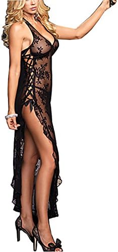 Women Lingerie Plus Size Sexy Lace Mesh Babydoll Nightwear Long Gown Thong