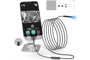 ZOIOT Endoscope Camera with Light iPhone 1920P HD Snake Camera 6 LED Lights IP67 Waterproof 5.5mm Endoscopy Camera 9.8ft Semi-Rigid Snake Camera iPhone/ipad