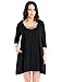 Grapent Women's Criss Cross Black 3/4 Sleeves Casual Shift Short Dress
