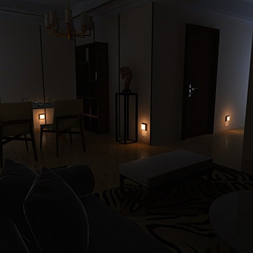MAZ-TEK Plug-in Led Night Light with Auto Dusk to Dawn Sensor,Adjustable Brightness Warm White Lights for Hallway,Bedroom, Kids Room, Kitchen, Stairway, 2 Pack