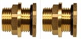 RAINPAL BBF020 Solid Brass Bulkhead Tank Fitting (1/2 inch Straight Female Pipe and 3/4" Male Garden Hose Threaded) (2)