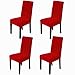 Awland Dining Chair Slipcovers Protector Removable Short Stretch Spandex Dining Room Banquet Chair Seat Cover for Kitchen Bar Hotel and Wedding Ceremony 4PCS - Red