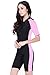 Women's One-piece Surf Swim Wet Suit Short Sleeve Rashguard Pink Black-Women Asian L = US M