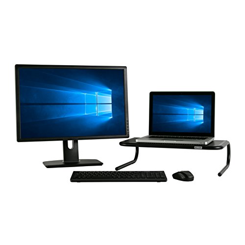 Allsop Large Metal Art Monitor Stand, 18-Inch wide platform holds 50 lbs with keyboard storage space - Black (30336)