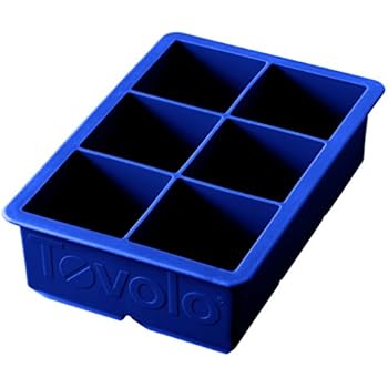 Tovolo 80-5521 Large King Ice Mold Freezer Tray of 2-Inch Cubes for Whiskey, Bourbon, Spirits & Liquor, BPA-Free Silicone, Set of 1, Stratus Blue