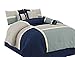 Chezmoi Collection 7-Piece Quilted Patchwork Comforter Set (California King, Blue/Gray)