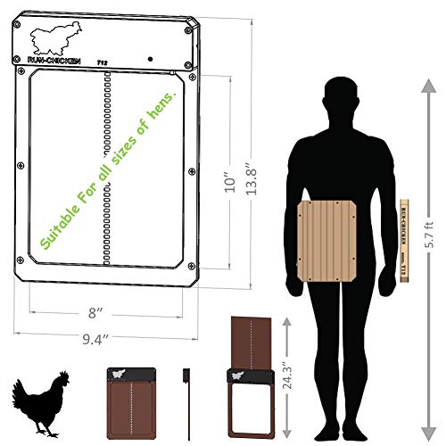 Run-Chicken Model T12, Automatic Chicken Coop Door, Full Aluminum Doors, Powder Coated, Light Sensing, Morning Delayed Opening Timer - Thumbnail 4