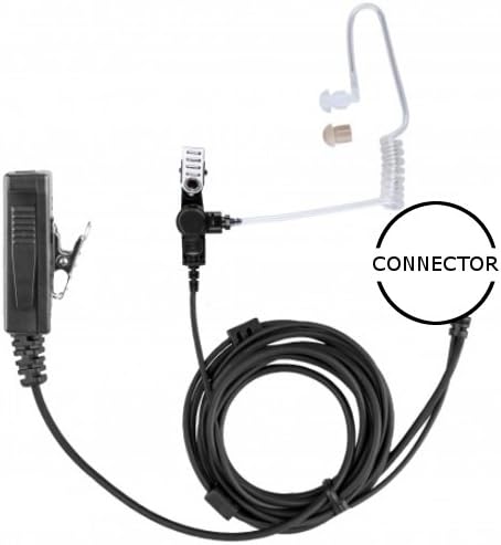 2-Wire Clear Tube Earpiece Clip-On PTT / Mic for Kenwood Multi-Pin 2-Way Radios (3 Year Warranty)