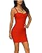UONBOX Women's Rayon Cute Sleeveless Bodycon Bandage Strap Dress (XL, red)
