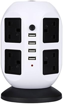 LESHP Vertical Power Strip 8 Way Outlets with 4 USB Charging Ports, 2M/6.6FT Extension Cord Power Socket with Surge Protector Overload Protection