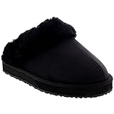 Womens Original Fur Trim Winter Warm Indoor Comfy Slip On Mule Slippers