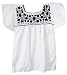 Liliana Cruz Embroidered White Peasant Blouse with Solid Color Embroidery