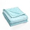 NordECO HOME Flannel Throw Blanket - Soft Cozy Warm Blanket with Pompom Fringe for Couch Bed Sofa Chair, 50" x 60", Teal Blue