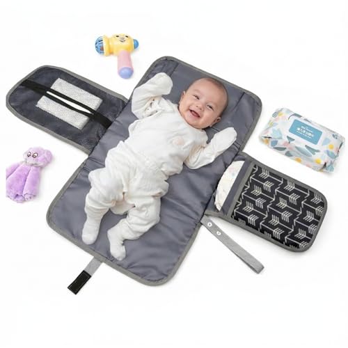 Trocador de Fralda, Trocador para Bebe, com Bolsos, Portátil, Impermeável, Macio, à Prova D'água