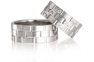 Wedding Ring Set Silver Couple Matching Wedding Band Set Personalized Man and Woman 925 Sterling Silver Wedding Ring Sets wit