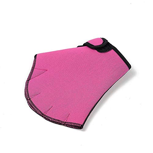 Easyinsmile Swimming Gloves Swimming Hand Paddles Swim Training Gloves Fingerless Webbed Water Resistance Aqua Fit 1 Pair (Fuchsia) - Thumbnail 2