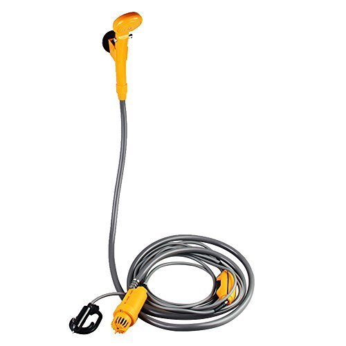 Wolfwill 12 Volt Portable Automobile Shower w/ 2m Hose & Adjustable Hook & 4m Car Charger Power Cable - Camping Hiking Pet Bath Car Washing Personal Shower