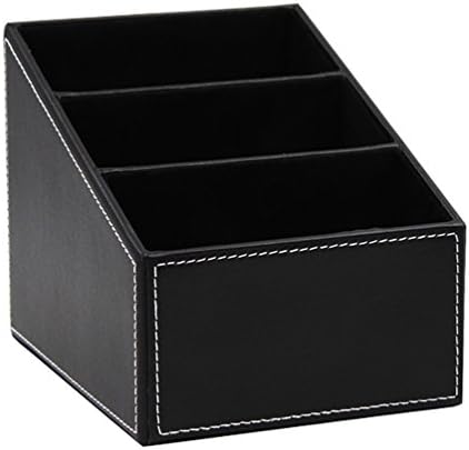 Wujee Fifriver Home Remote Control Holder Organizer - PU Leather Pen Pencil Holder - School Office Desk Supplies Cup - Accessories Storage Container Box (BlackZ)