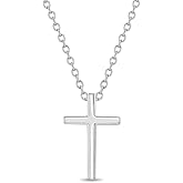 925 Sterling Silver 16" Unisex Cross Pendant Chain Necklace for Kids - Dainty Religious Necklace for Children & Teens with Unique Classic Cross for Boys & Girls - Small Petite Polish Cross Pendant