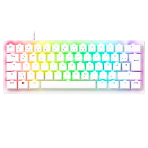 Razer Huntsman V3 Pro Mini - Analoge optische Gaming E-Sport Tastatur 60% Format - Snap Tap & Rapid Trigger (Steuerungstaste, Doubleshot-PBT-Tastenkappen) QWERTZ DE-Layout | Weiß