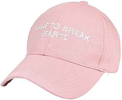 HN Embroidery Cotton Baseball Cap Boys Girls Snapback Hip Hop Flat Hat (Pink)