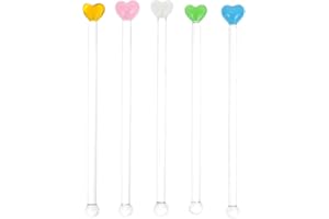 ARTIBETTER 5pcs Glass Mixing Sticks Colorful Cocktail Drink Mixer Reusable Stir Sticks for Juice Coffee Bar