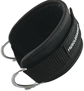 Ankle Straps for Cable Workout Machines, 12” Long with Dual D-Rings and Soft Fleece Liner (Black)