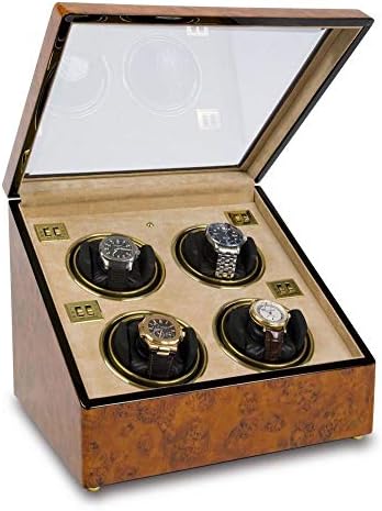 Rapport Optima Quad 4 Watch Winder in Stunning Walnut Burr case