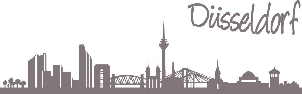 GRAZDesign Büro Einrichten mit Wandtattoo Skyline Düsseldorf