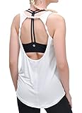 Queenie Ke Women's Yoga shirts Sports Tops Super Soft Knit Cowl Back Tank Size L Color Angle White