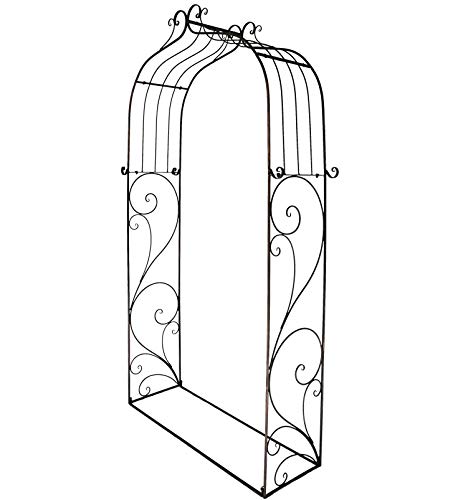 OUTOUR Classical French Style Garden Arch with Hook, 7'6"High x 4'5"Wide, Garden Arbor Arbour Archway for Climbing Plants Roses Vines, Outdoor Garden Lawn Backyard Patio, Antique Copper